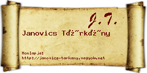 Janovics Tárkány névjegykártya